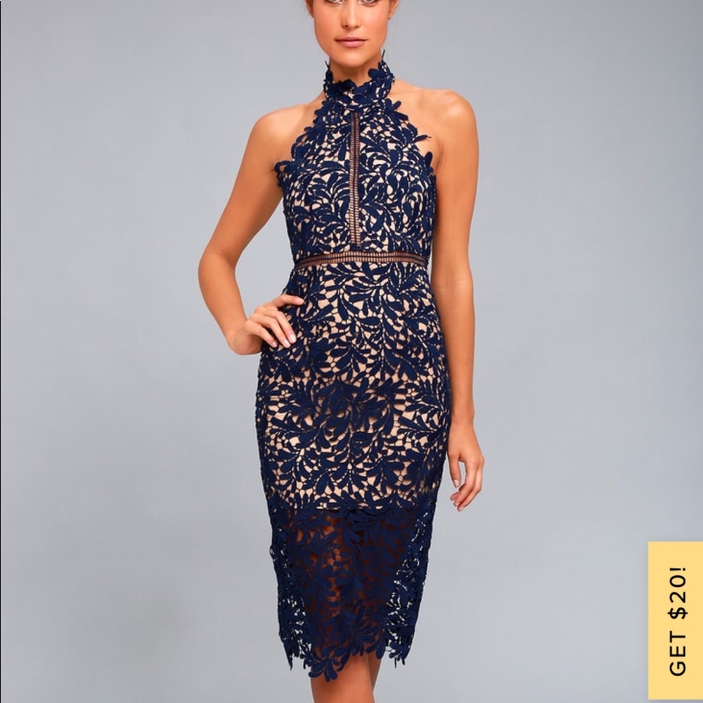 Lulus | MIDI Blue lace dress